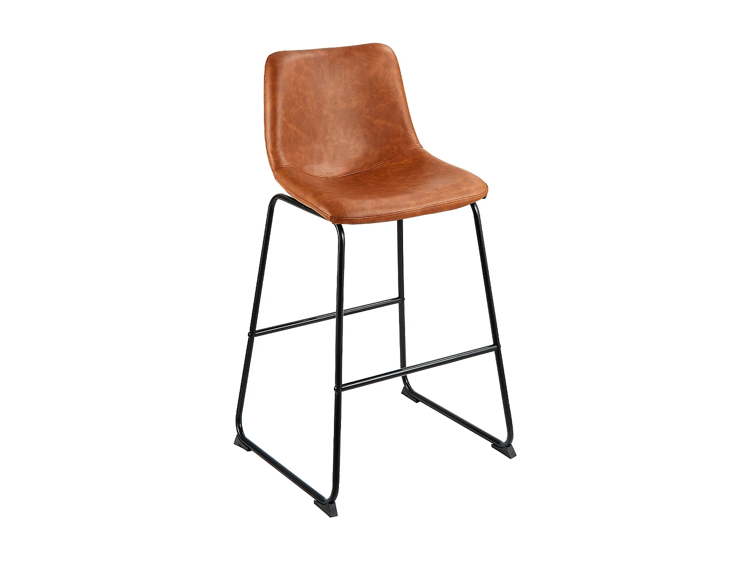 Tabouret de Bar SucceBuy, Lot de 4, Chaise de Bar en Cuir PU Confortable, 65 cm de Haut, Siège de Cuisine avec Dossier Et Pieds en Métal, Marron