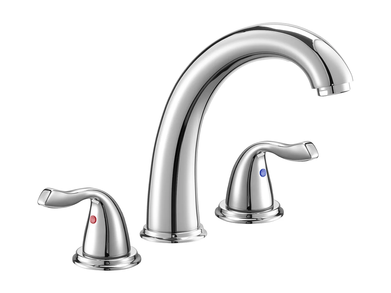 Mitigeur de Baignoire SucceBuy à 3 Trous avec 2 Poignées, Robinet de Baignoire Romaine, Ensemble de Robinetterie de Bain à Montage sur Pont, Argenté