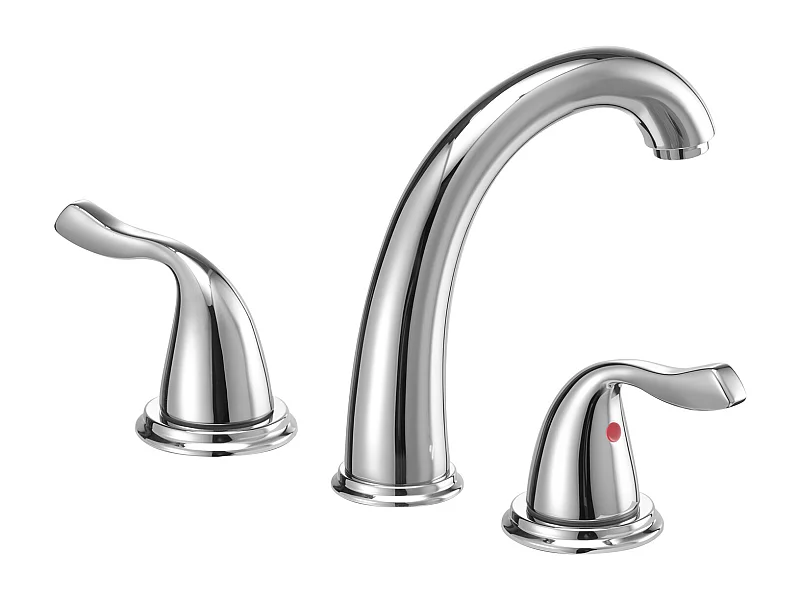 Mitigeur de Baignoire SucceBuy à 3 Trous avec 2 Poignées, Robinet de Baignoire Romaine, Ensemble de Robinetterie de Bain à Montage sur Pont, Argenté