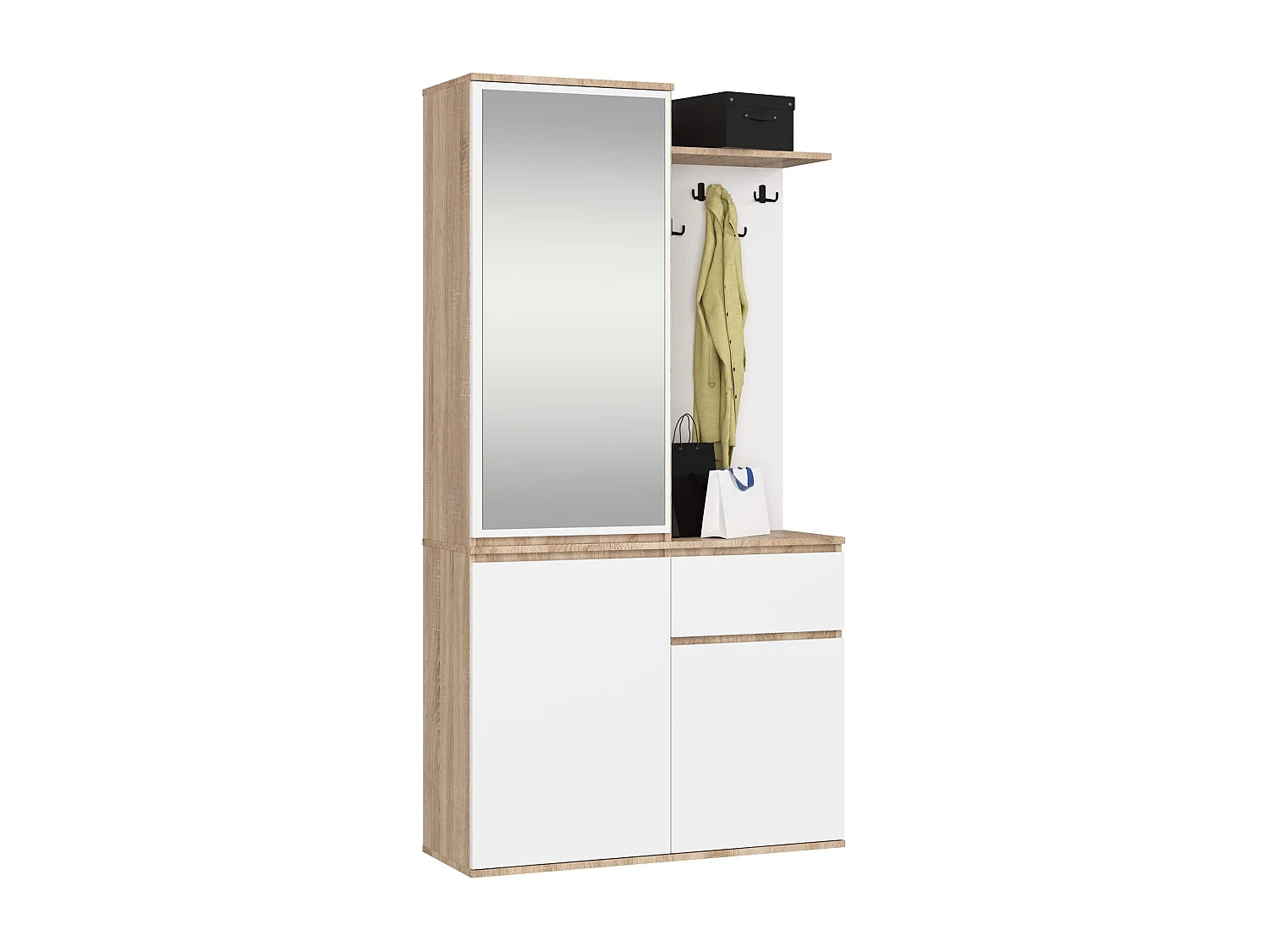 Conjunto de Mobiliário de Entrada ENTRO PK Carvalho Sonoma/Branco