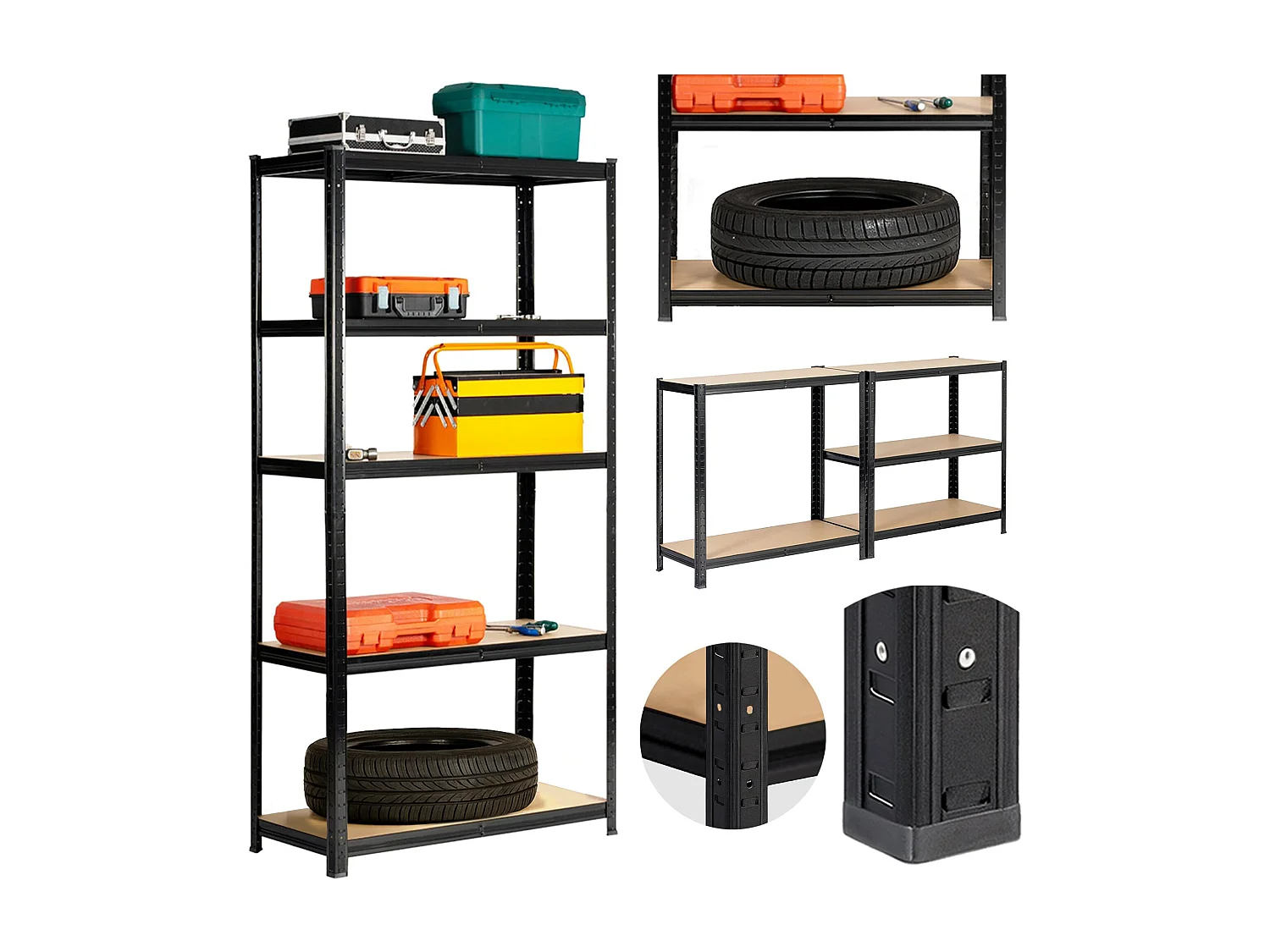 Estante Metálica Preta 90x40x180cm - 5 Prateleiras, Montagem Fácil, Carga Máx 175kg