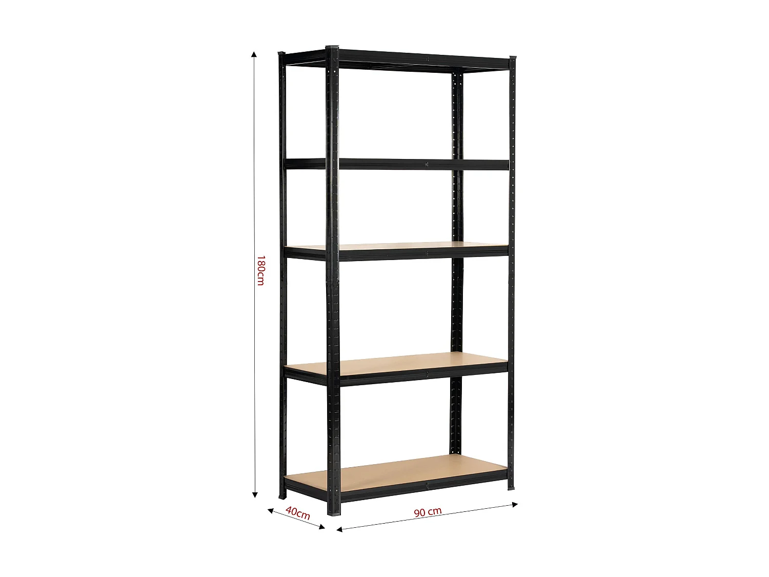 Estante Metálica Preta 90x40x180cm - 5 Prateleiras, Montagem Fácil, Carga Máx 175kg