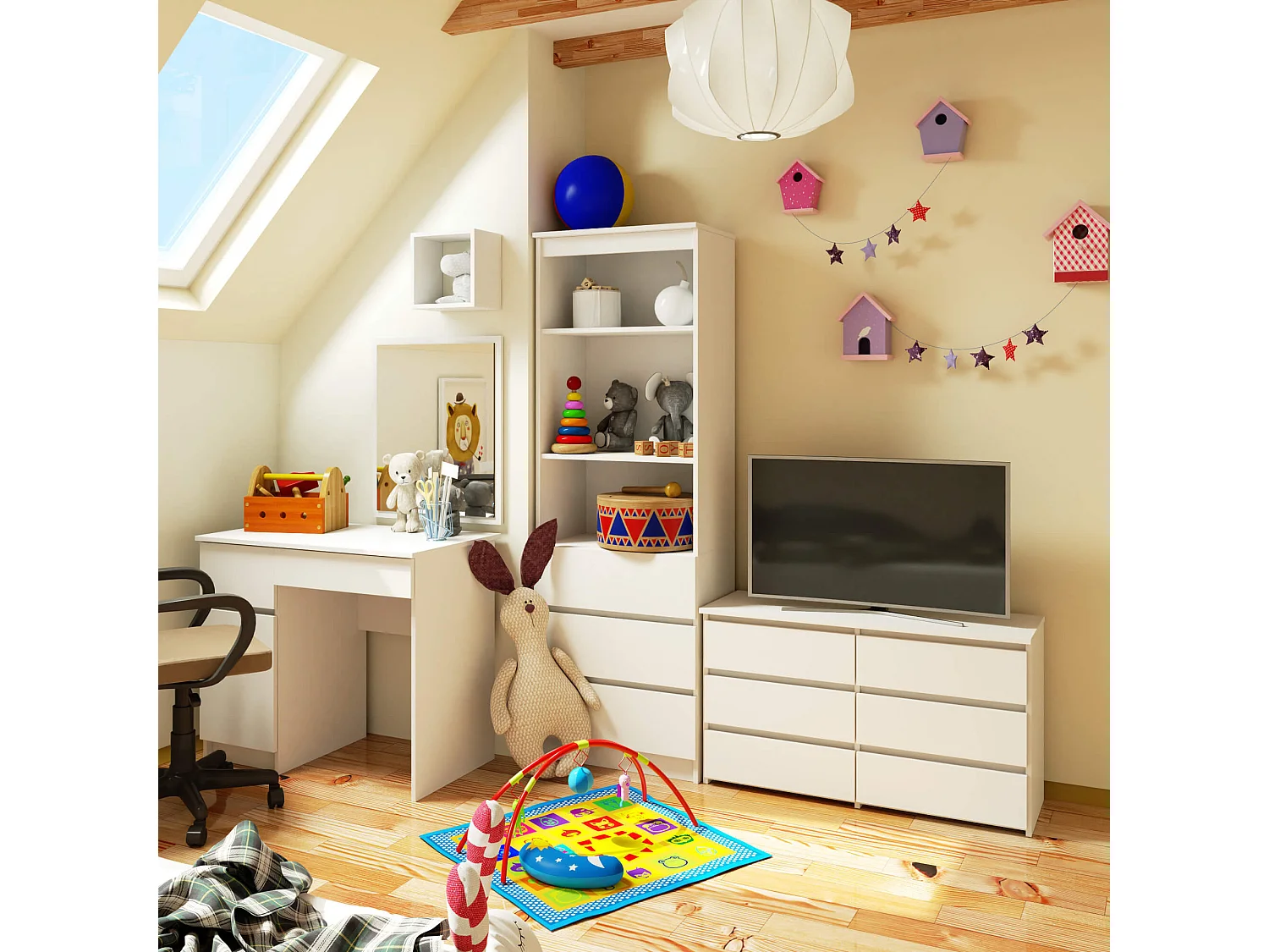 Cômoda Moderna 100cm 6 Gavetas Branca Laminada