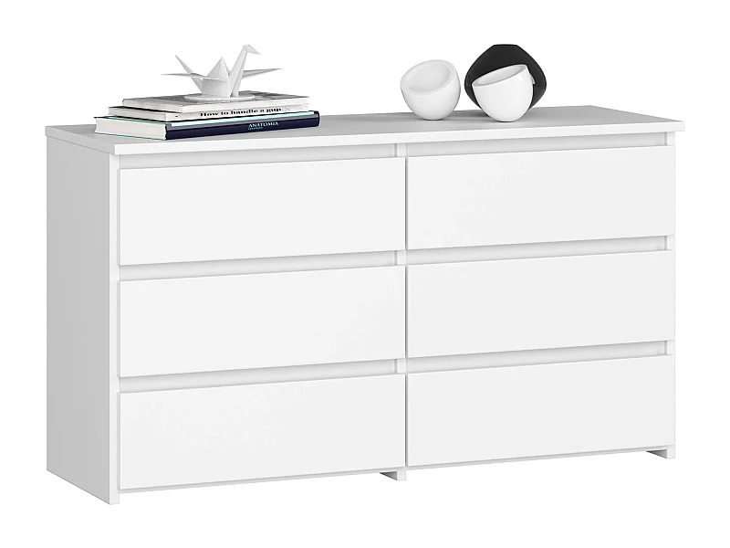 Cômoda Moderna 100cm 6 Gavetas Branca Laminada