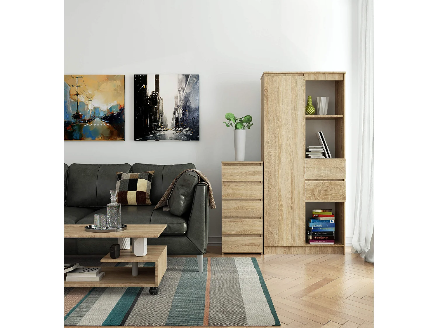 Cômoda de 5 Gavetas Carvalho de Sonoma 40x92x35 cm - Sistema de Móveis CL5