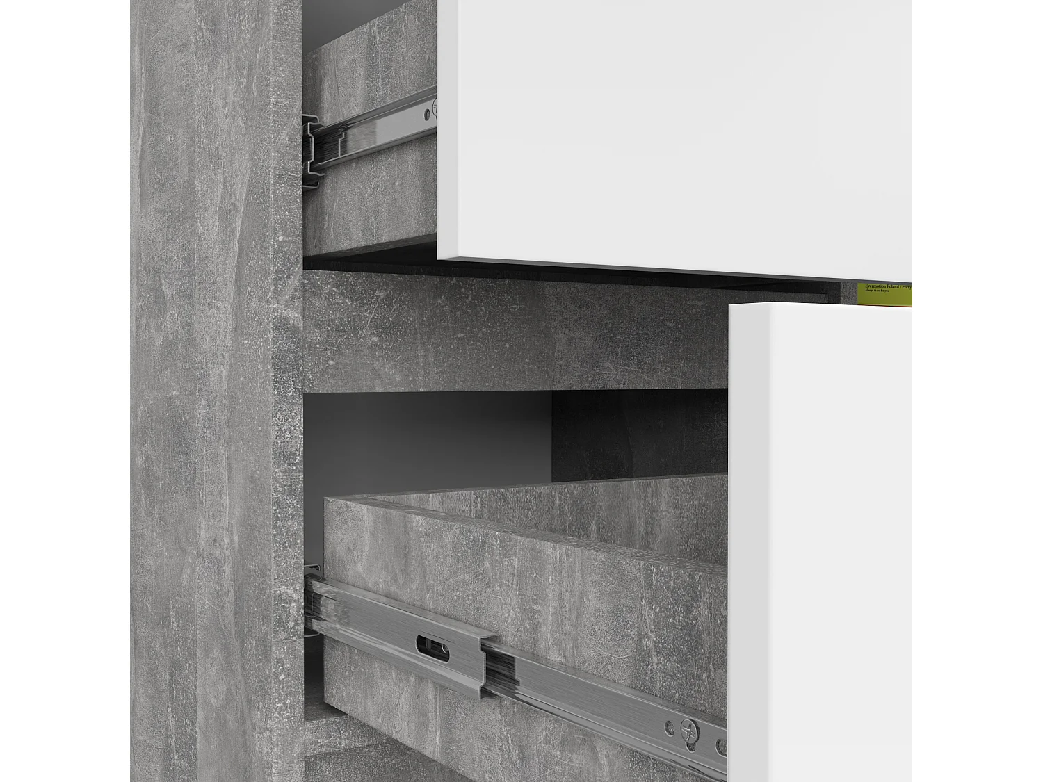 Cômoda Moderna K80 Jerry com 3 Gavetas e Porta, 80cm, Branco/Beton, Auto Montagem