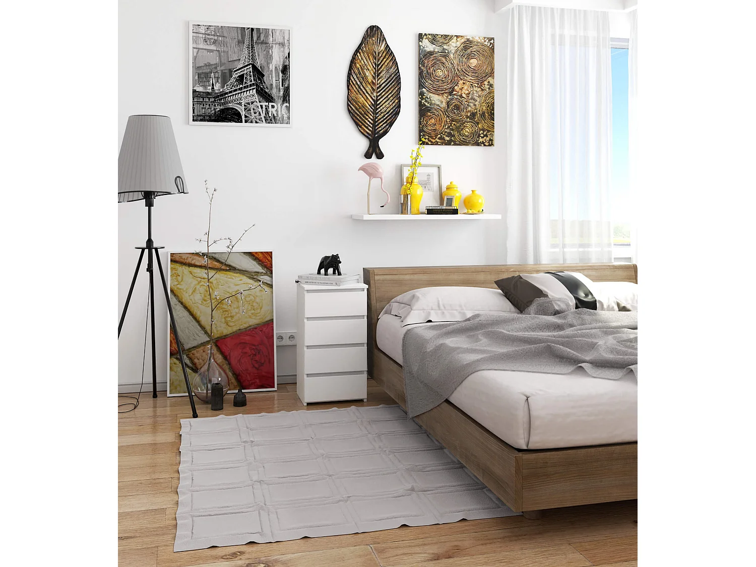 Cômoda Branca Kom-Bia com 4 Gavetas, 40x74x35 cm, Frente Fosco, P. Laminada