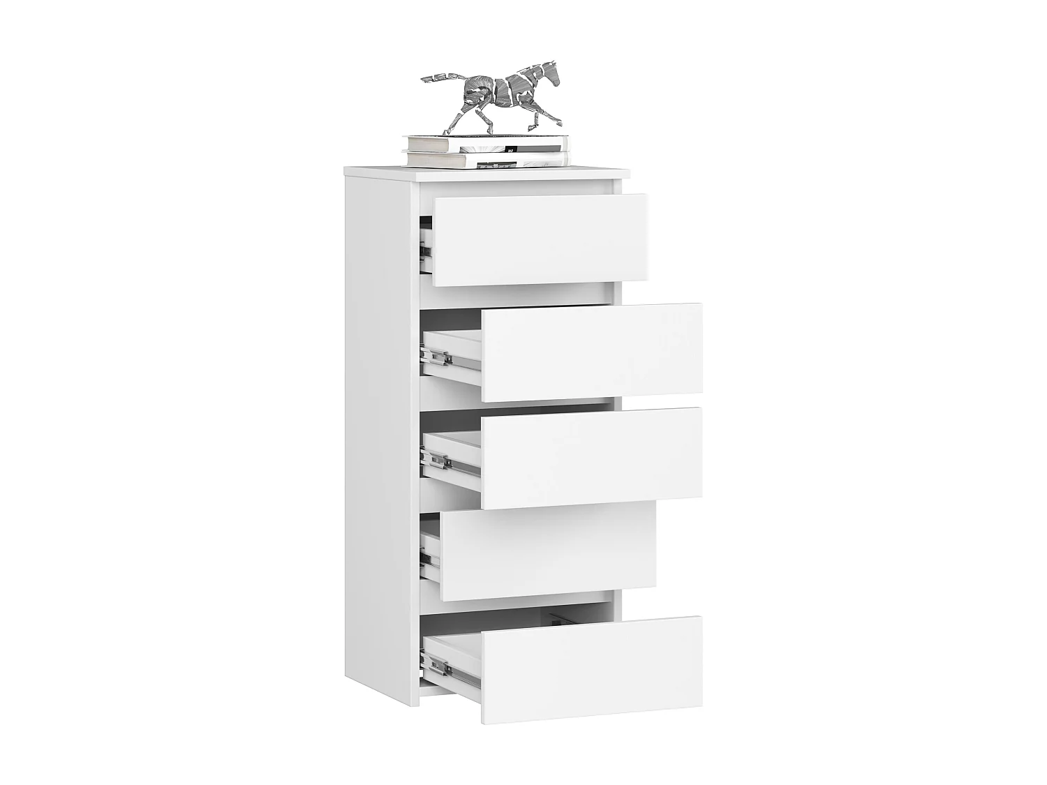 Cômoda Elegante de 5 Gavetas em Branco Fosco 40x92x35 cm