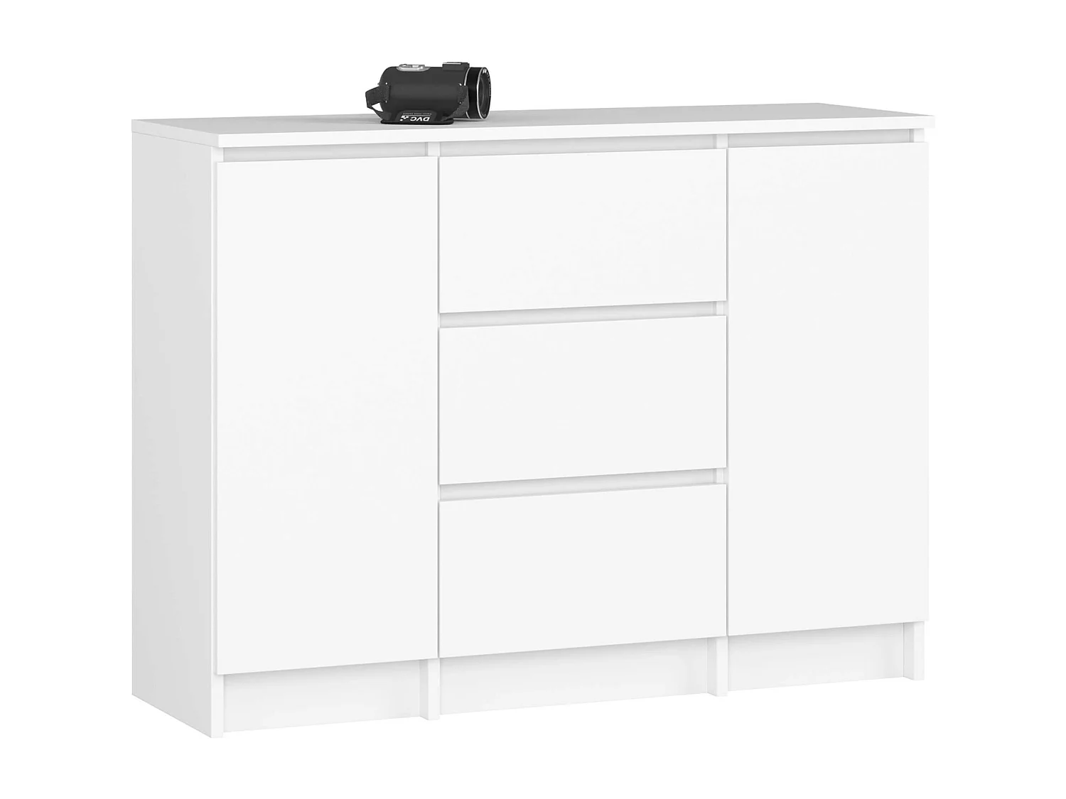 Cômoda Elegante K100 - 2 Portas & 3 Gavetas, Branco Matte