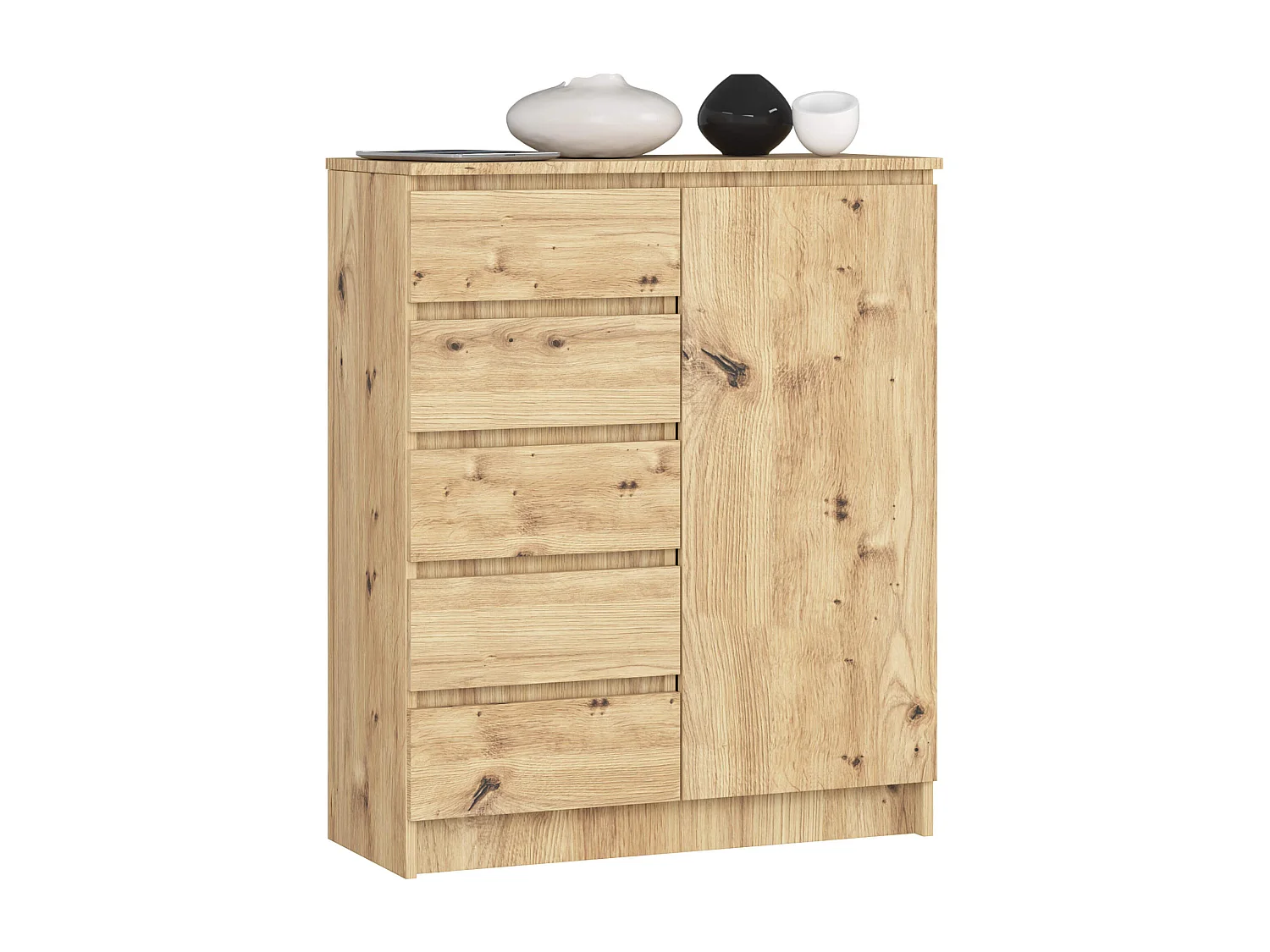 Cômoda Carvalho Artesanal com 5 Gavetas e 1 Porta