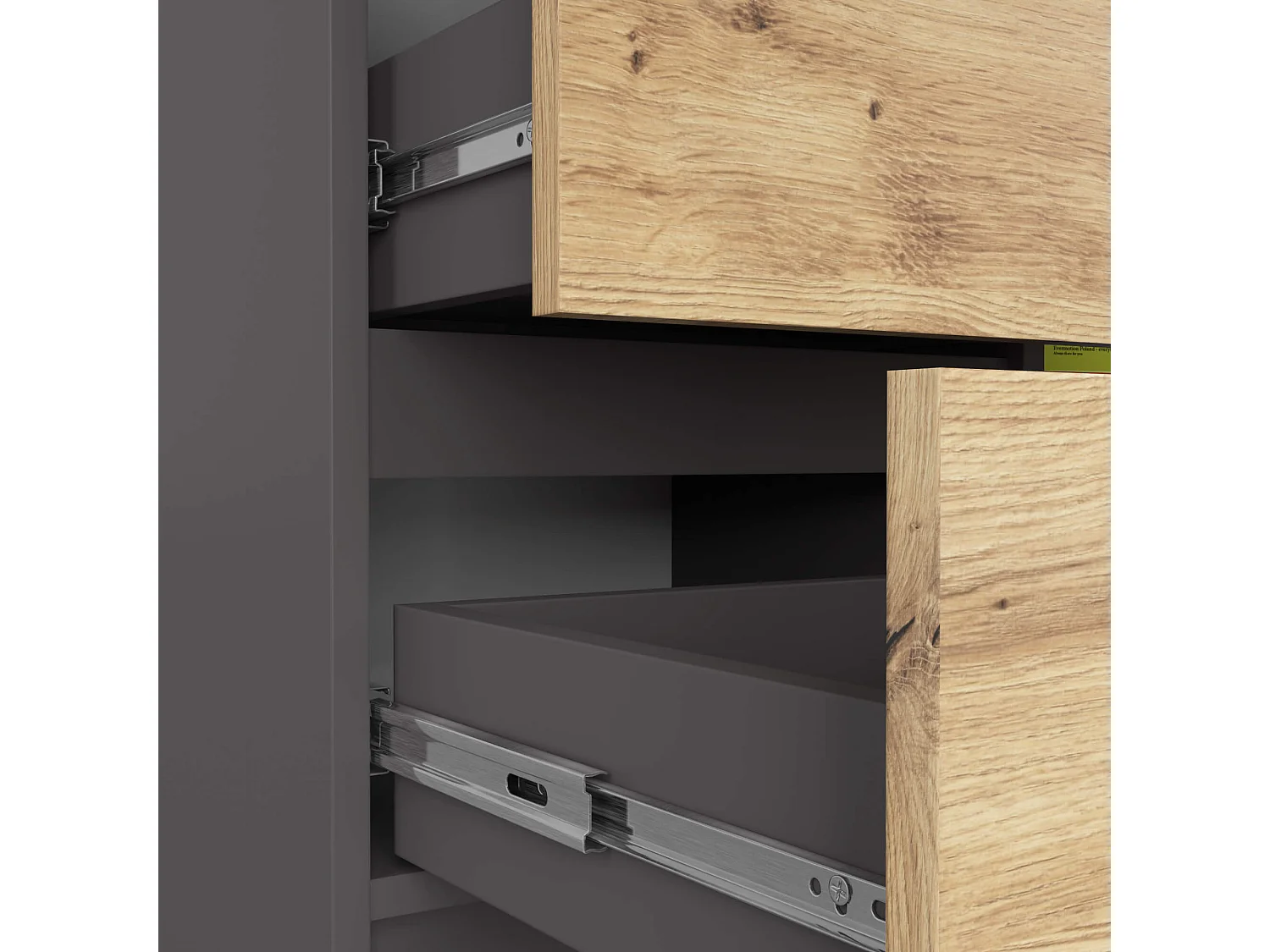 Cômoda Jerry Moderna K80 Cinza Grafite/Carvalho Artisan 3 Gavetas