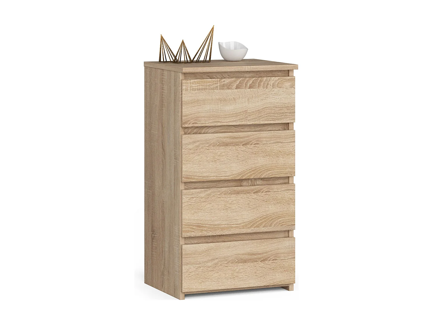 Cômoda de 4 Gavetas em Carvalho Sonoma - 40x74x35 cm - Montagem DIY - Sistema com Bloqueio de Gavetas