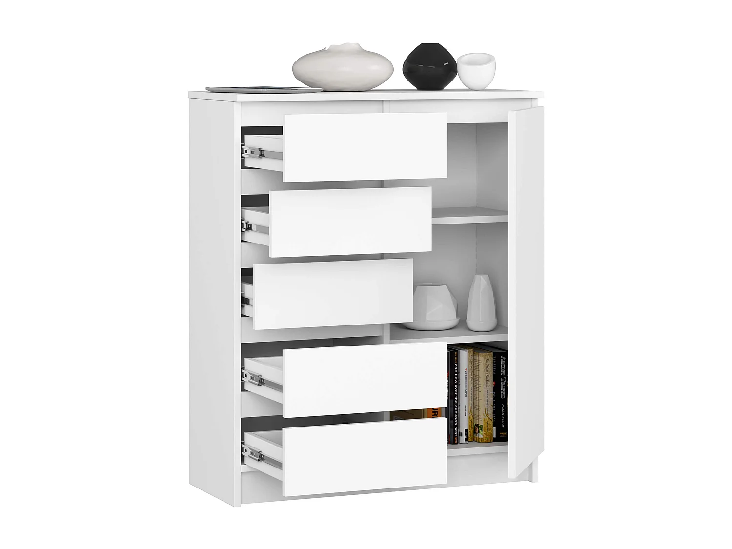 Cômoda Branco 80 cm com 5 Gavetas e 1 Porta
