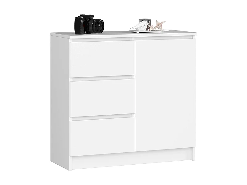 Cómoda Jerry K80 Branca 1 Porta 3 Gavetas - 80x77x35cm