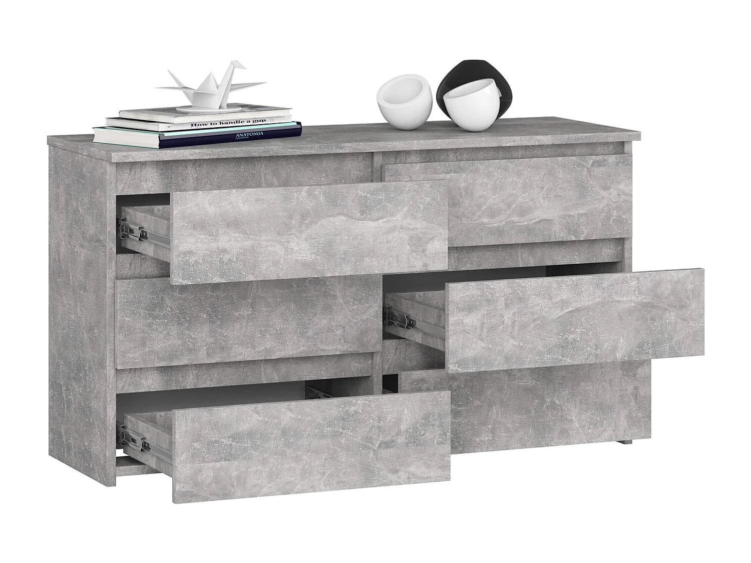 Cômoda 6 Gavetas Beton 100x57x35 cm - Design Mat