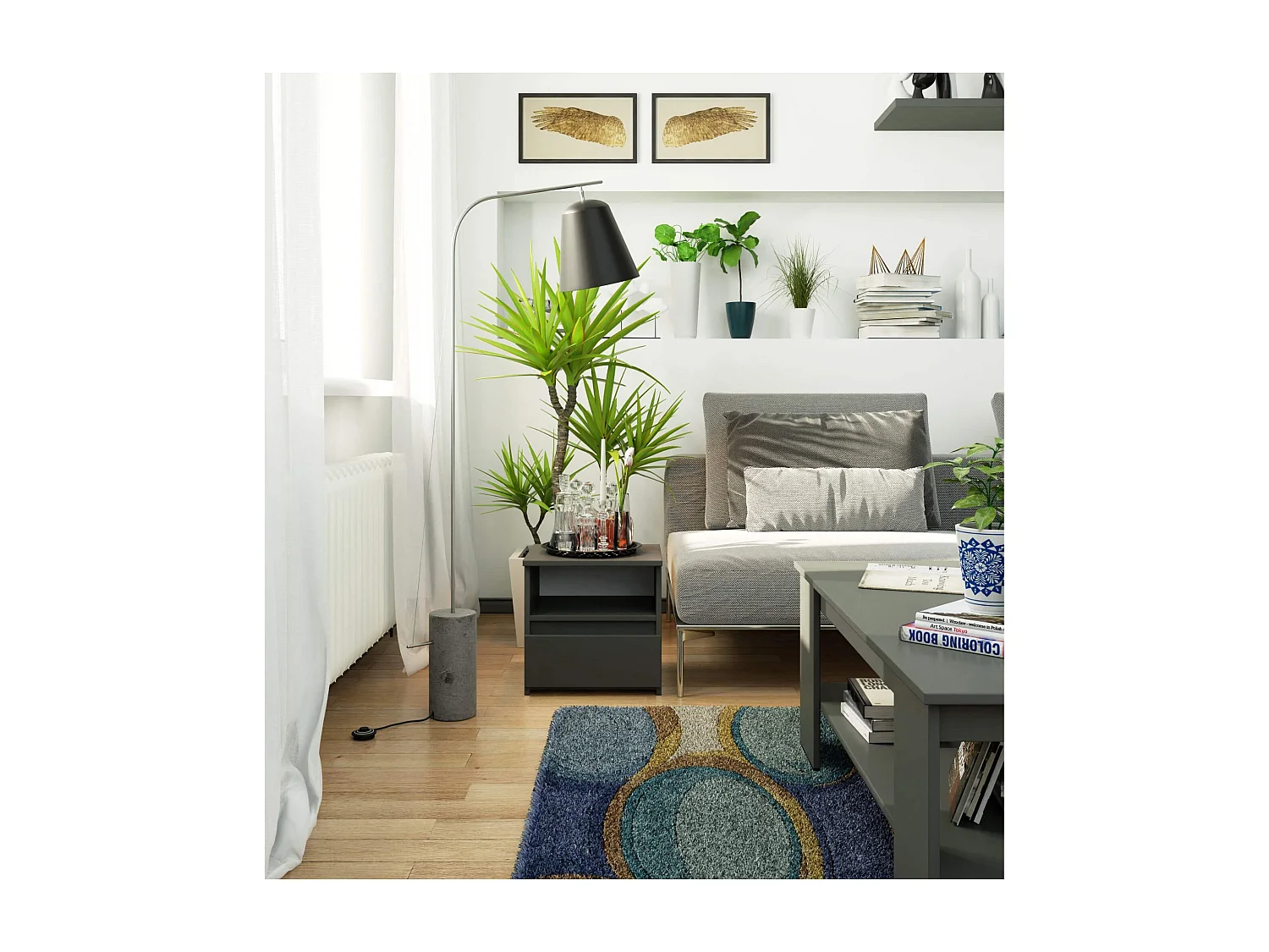 Cômoda Grafite Cinza com 1 Gaveta - Design Moderno, 40x40x35 cm, Acabamento Fosco