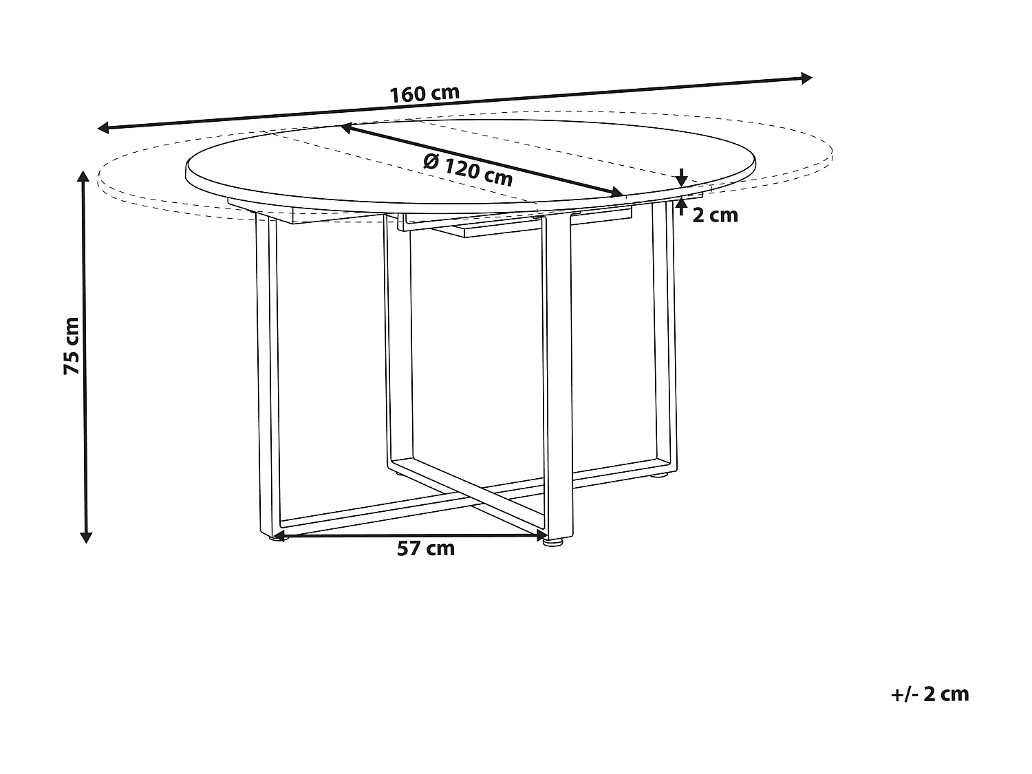Table de repas ALEXANDRINA Marron 120/160 cm 120 cm