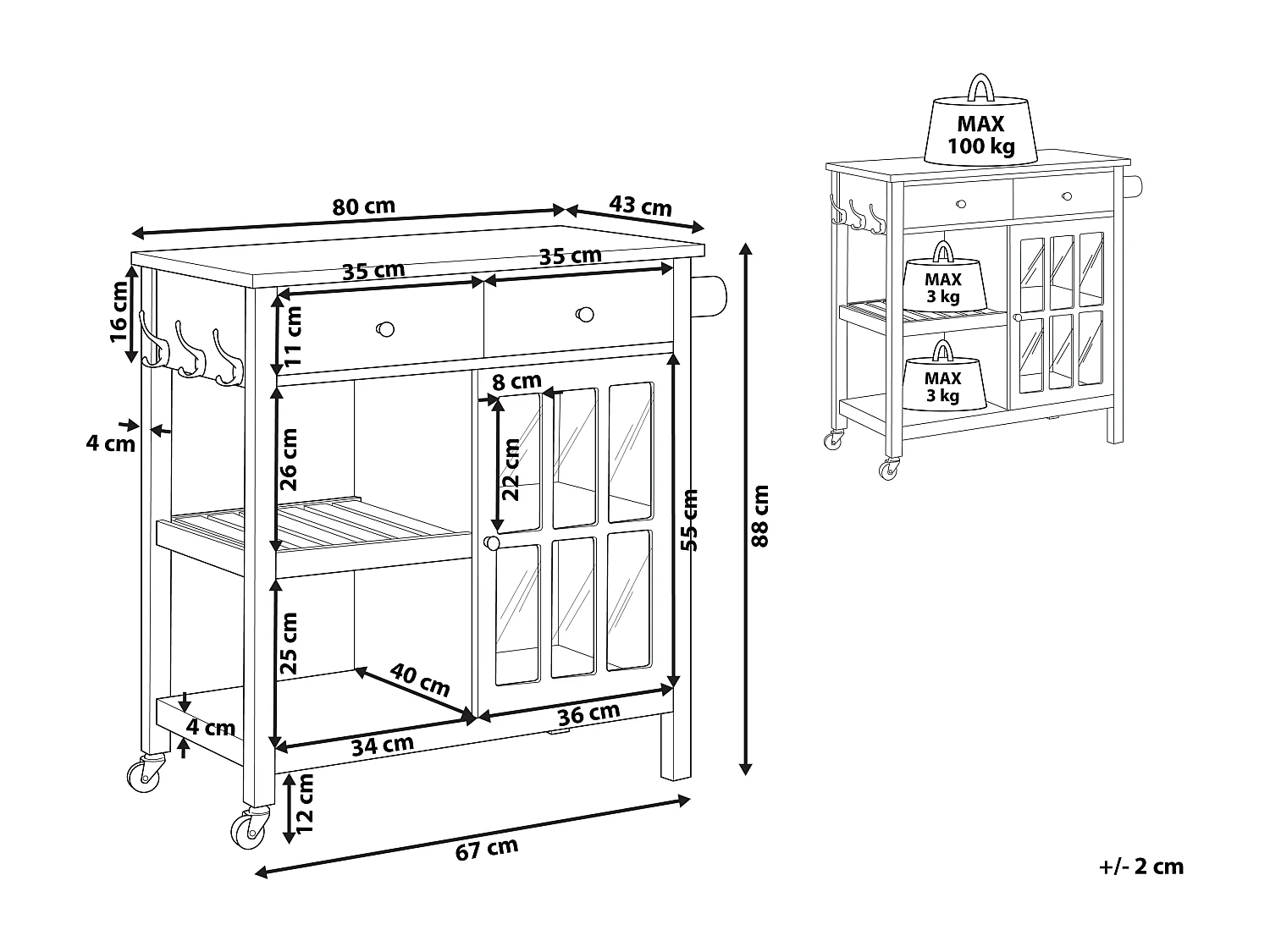 Chariot de cuisine GENOA Noir