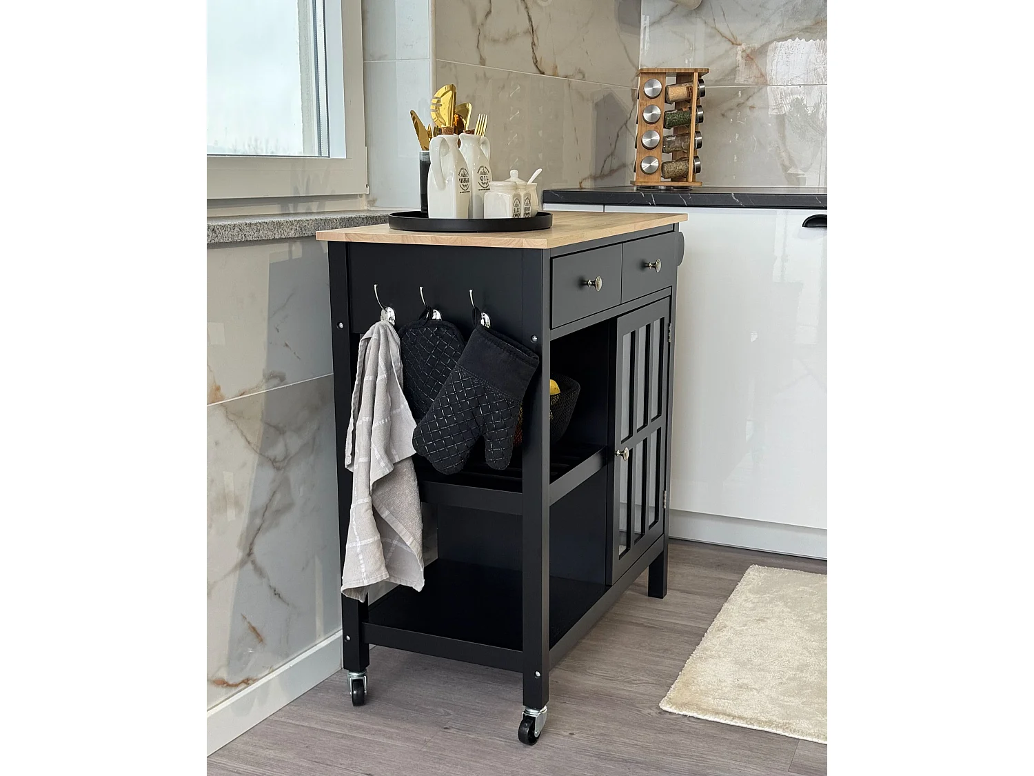 Kitchen Trolley GENOA Black