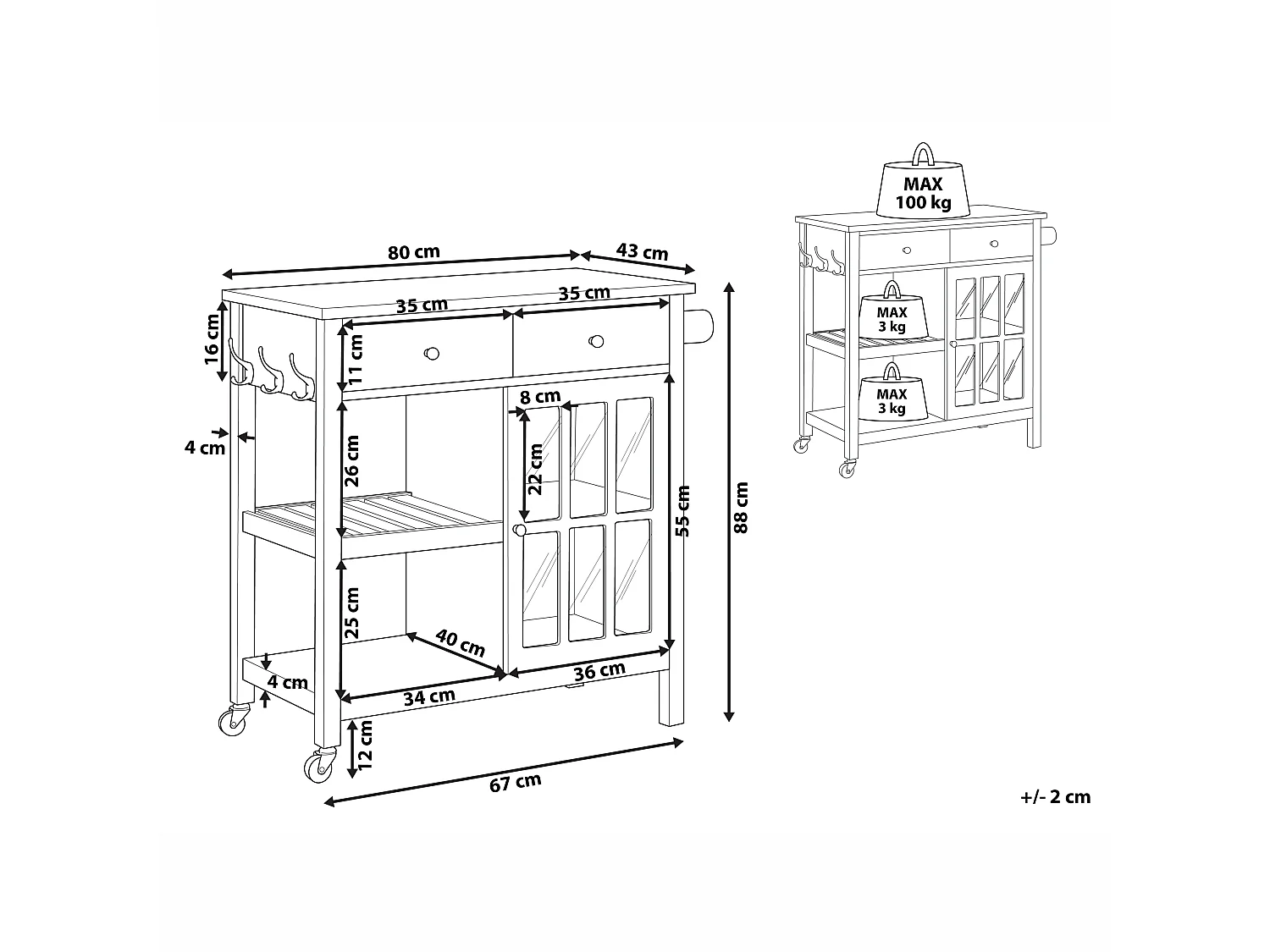 Kitchen Trolley GENOA Black