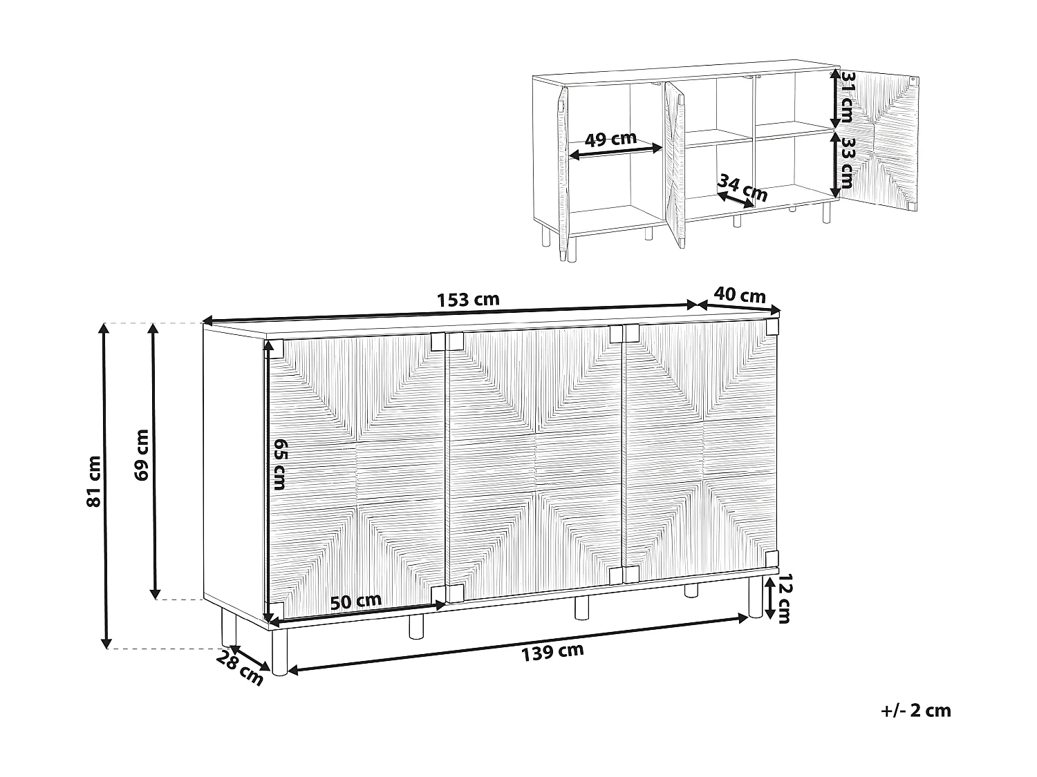 Commode 3 portes BONDI Marron clair