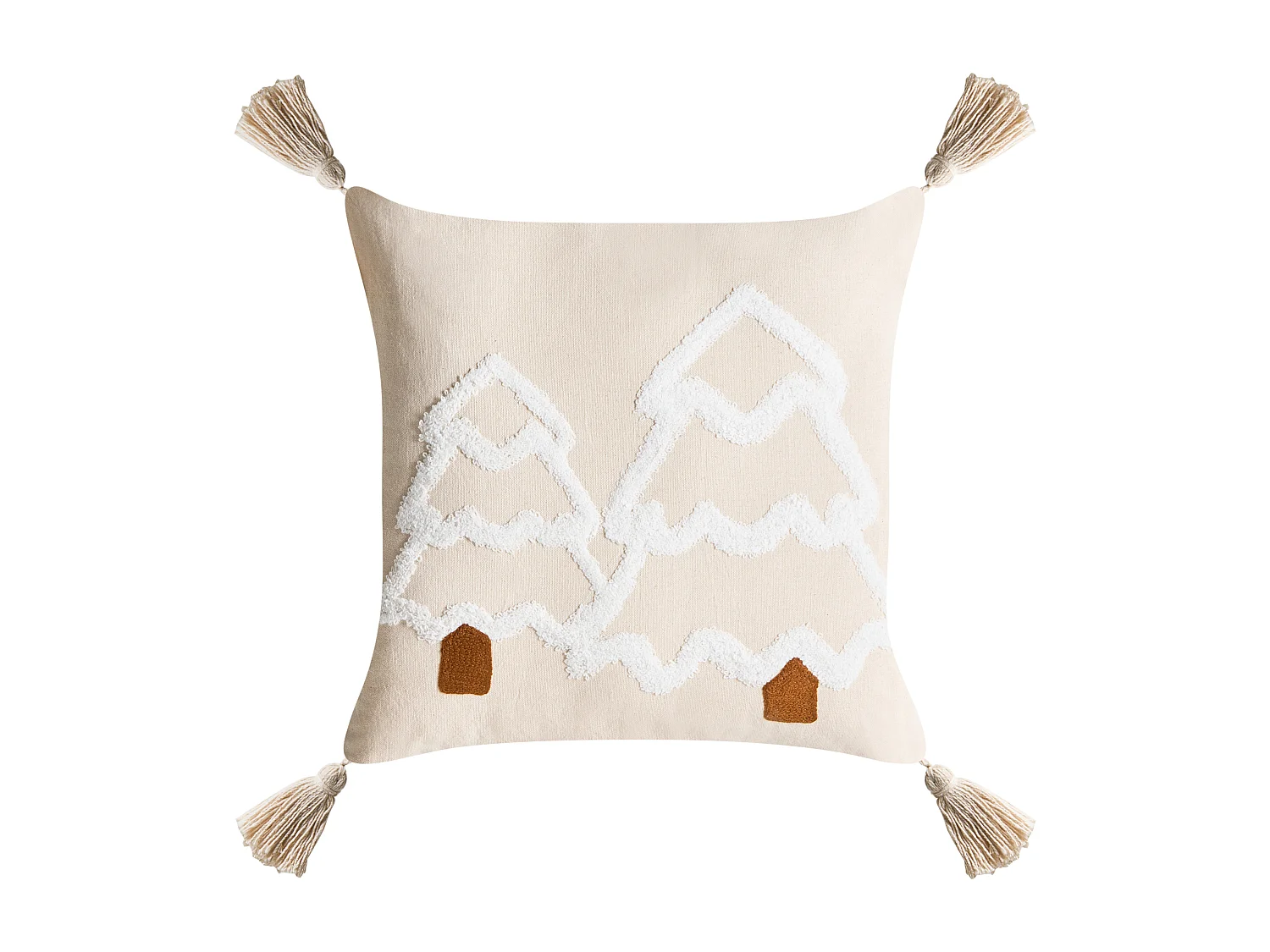 Lot de 2 coussins décoratifs INTSIA Coton 30 x 50 cm 45 x 45 cm Beige clair Motif de Noël