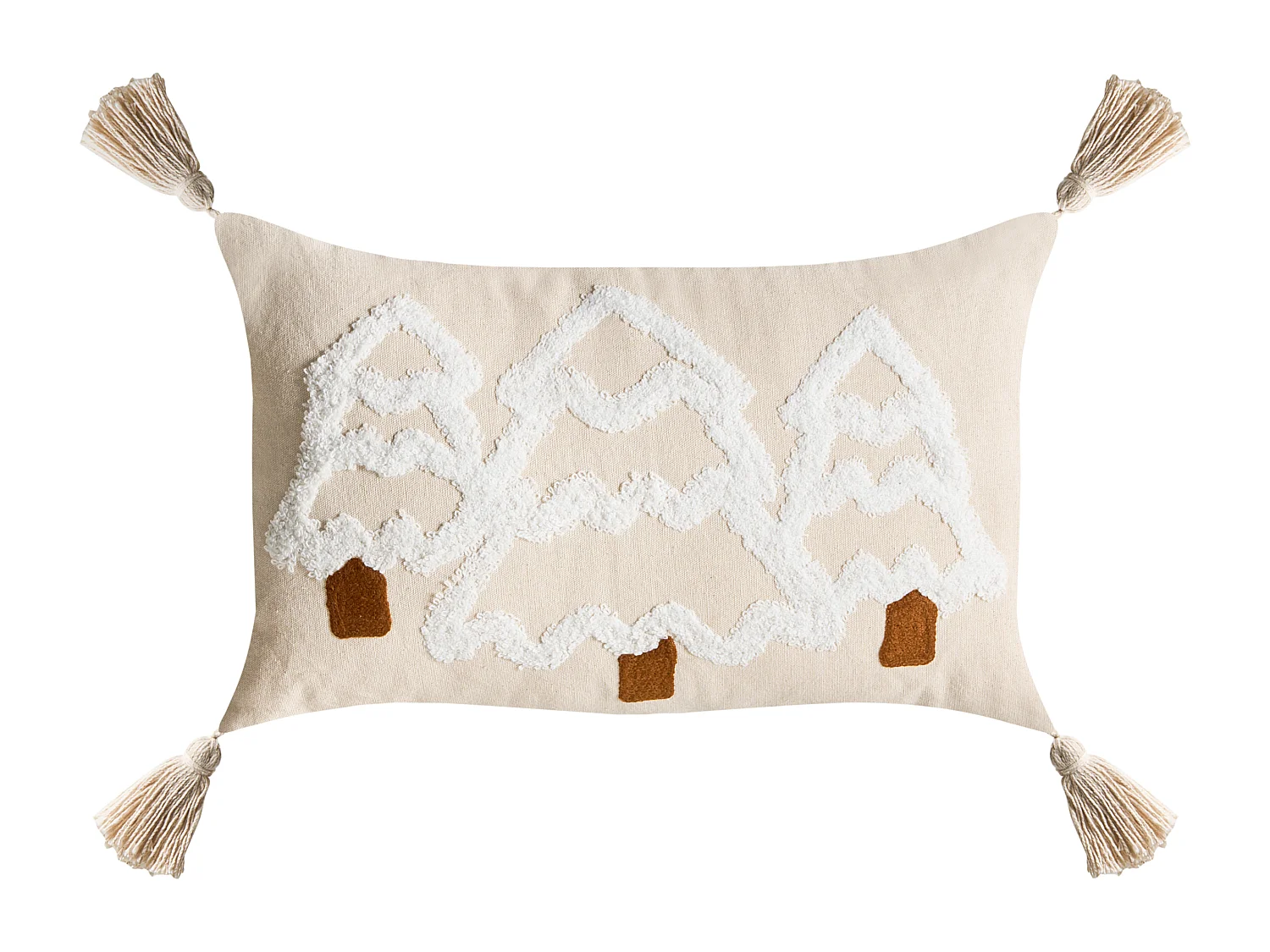 Lot de 2 coussins décoratifs INTSIA Coton 30 x 50 cm 45 x 45 cm Beige clair Motif de Noël