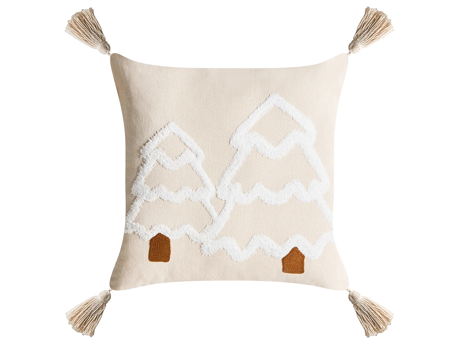 Lot de 2 coussins décoratifs INTSIA 30 x 50 cm 45 x 45 cm Coton Beige clair Motif de Noël