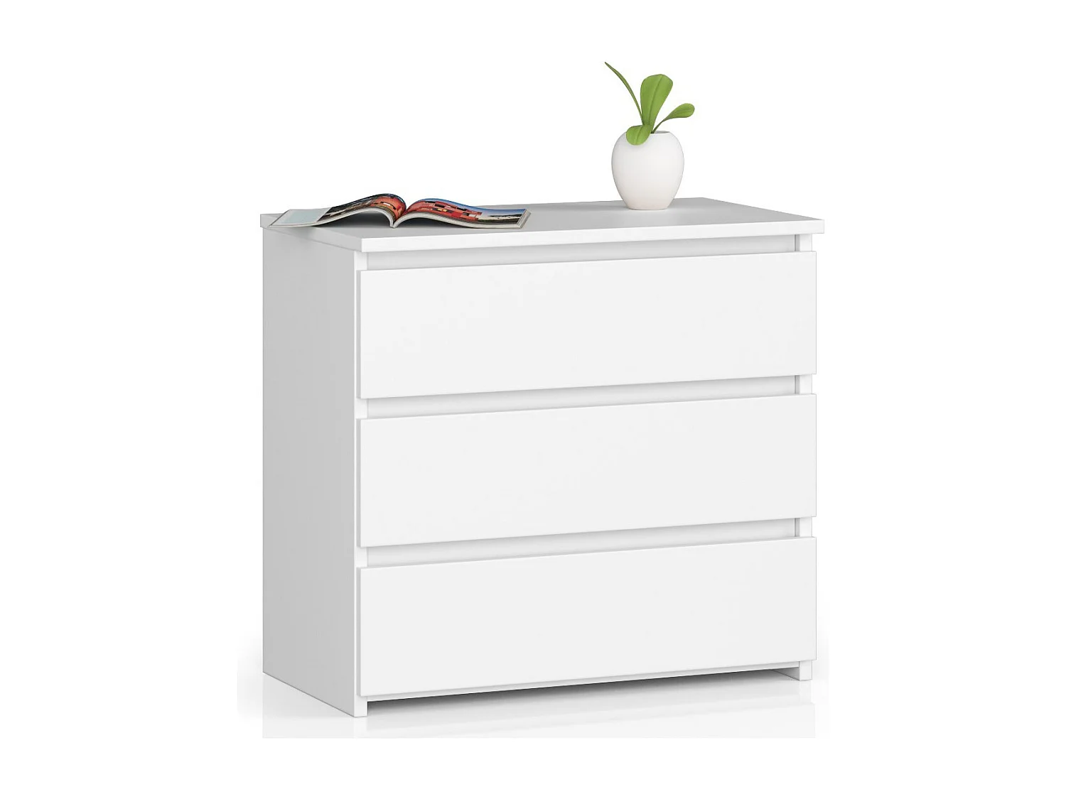 Mesa de Cabeceira Moderna 60cm c/ 3 Gavetas Brancas - Montagem Fácil