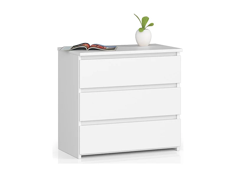 Mesa de Cabeceira Moderna 60cm c/ 3 Gavetas Brancas - Montagem Fácil