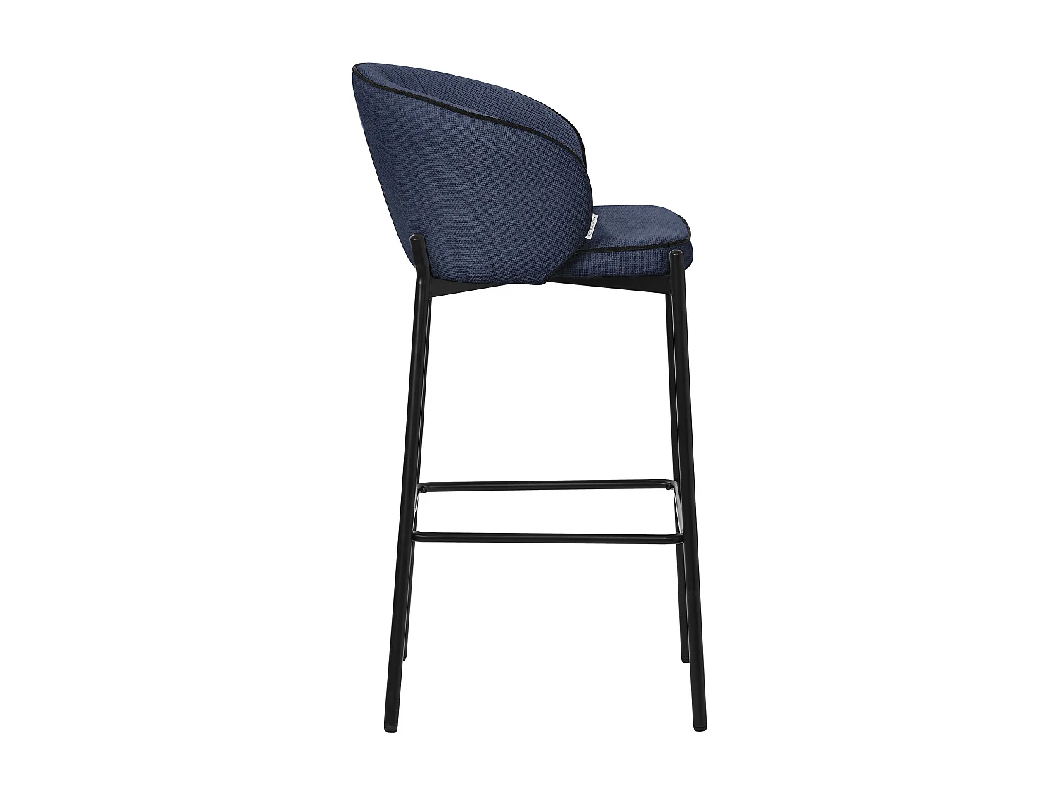 ML-Design 2x Taburetes de bar azul oscuro con tapizado de tela, 76cm sillas con respaldo y reposapíes, estructura metálica sillones para encimera