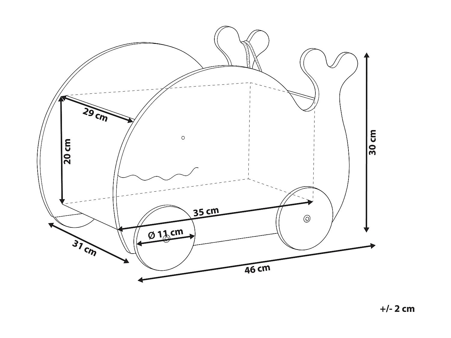 Coffre à jouets avec roulettes WOOLI 30 cm Bleu