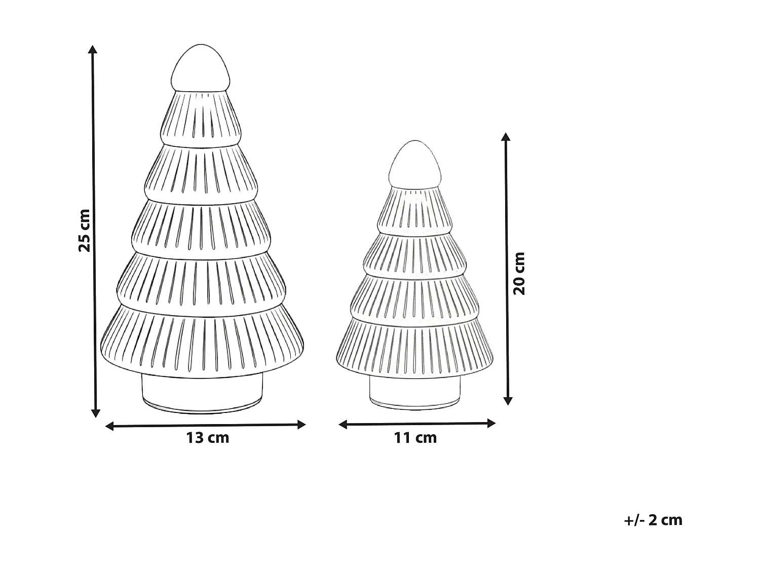 Lot de 2 figurines FLAREN Arbre de Noël 20/25 cm Beige