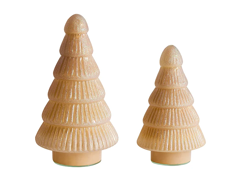 Lot de 2 figurines FLAREN Arbre de Noël 20/25 cm Beige