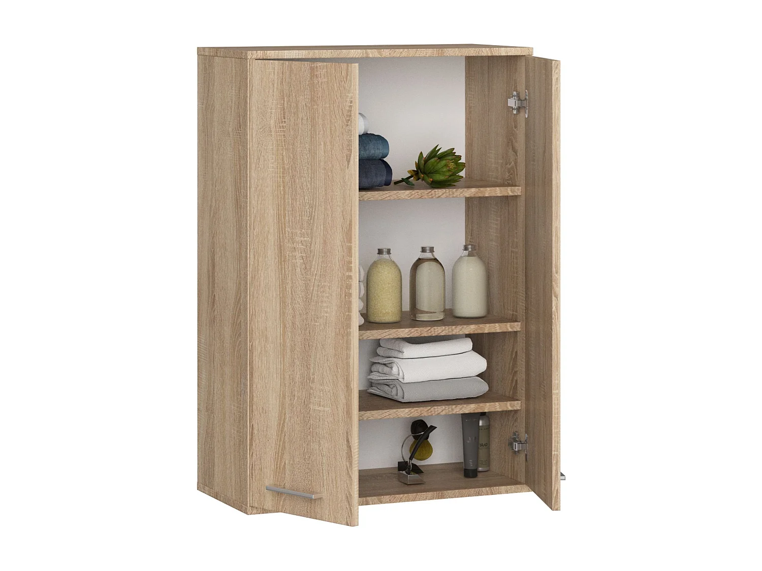 Armário de Parede Suspenso FIN H934 W64 - Carvalho Sonoma, 64x94cm, 2 Portas, Montagem DIY