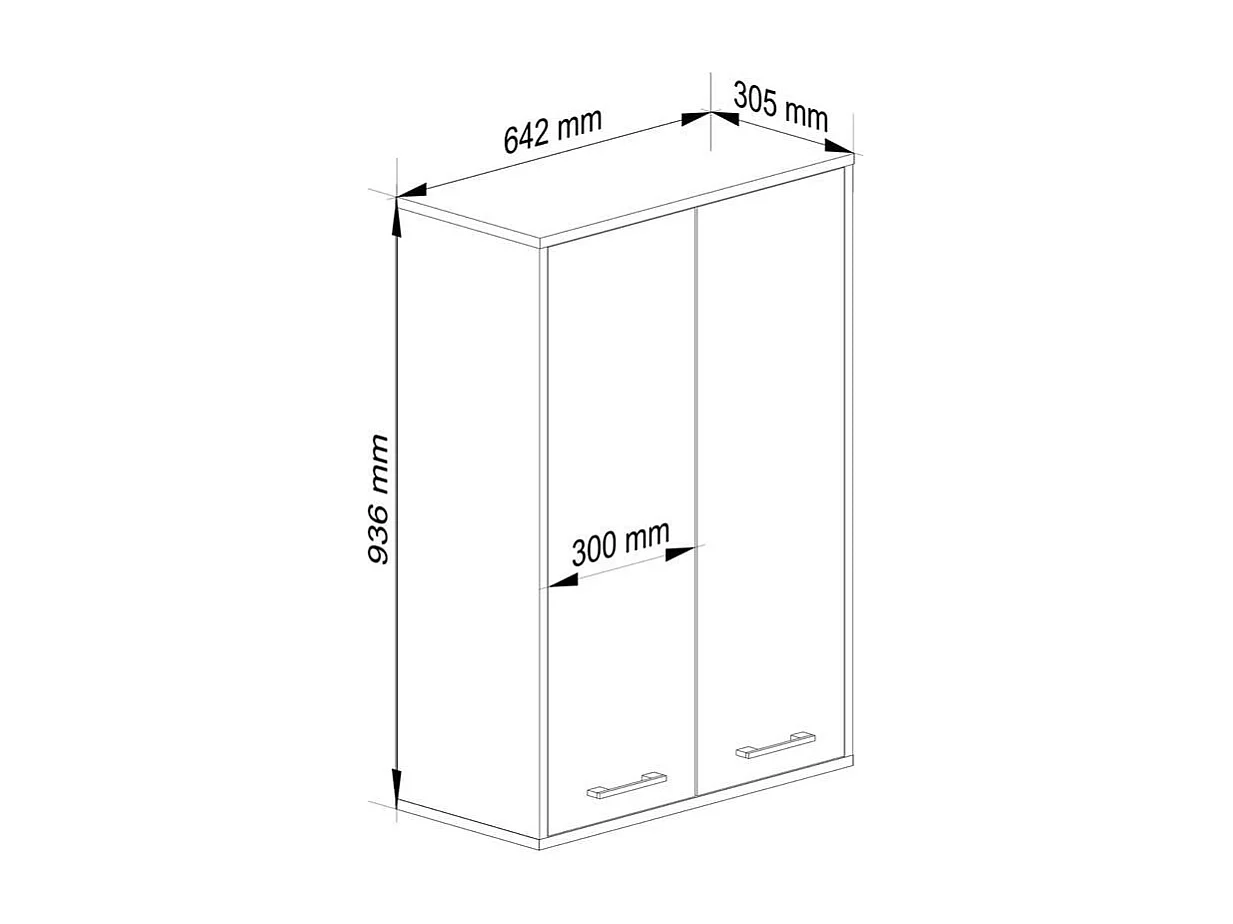 Armário de Parede Suspenso FIN H934 W64 - Carvalho Sonoma, 64x94cm, 2 Portas, Montagem DIY