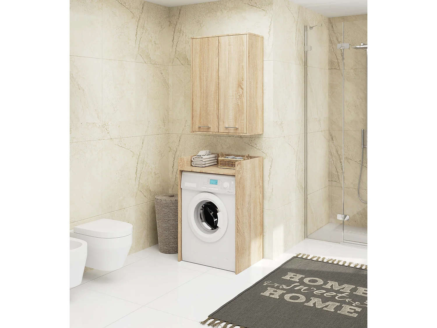 Armário de Parede Suspenso FIN H934 W64 - Carvalho Sonoma, 64x94cm, 2 Portas, Montagem DIY