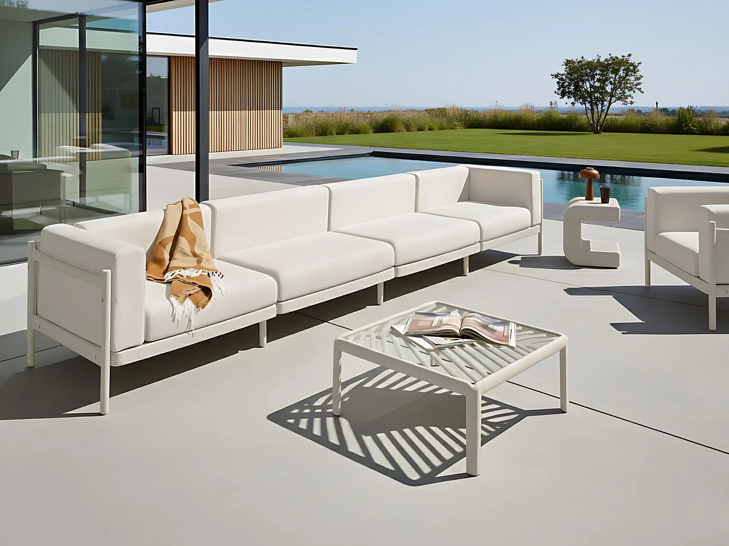Canapé de jardin 4 places FERRETTI Beige clair