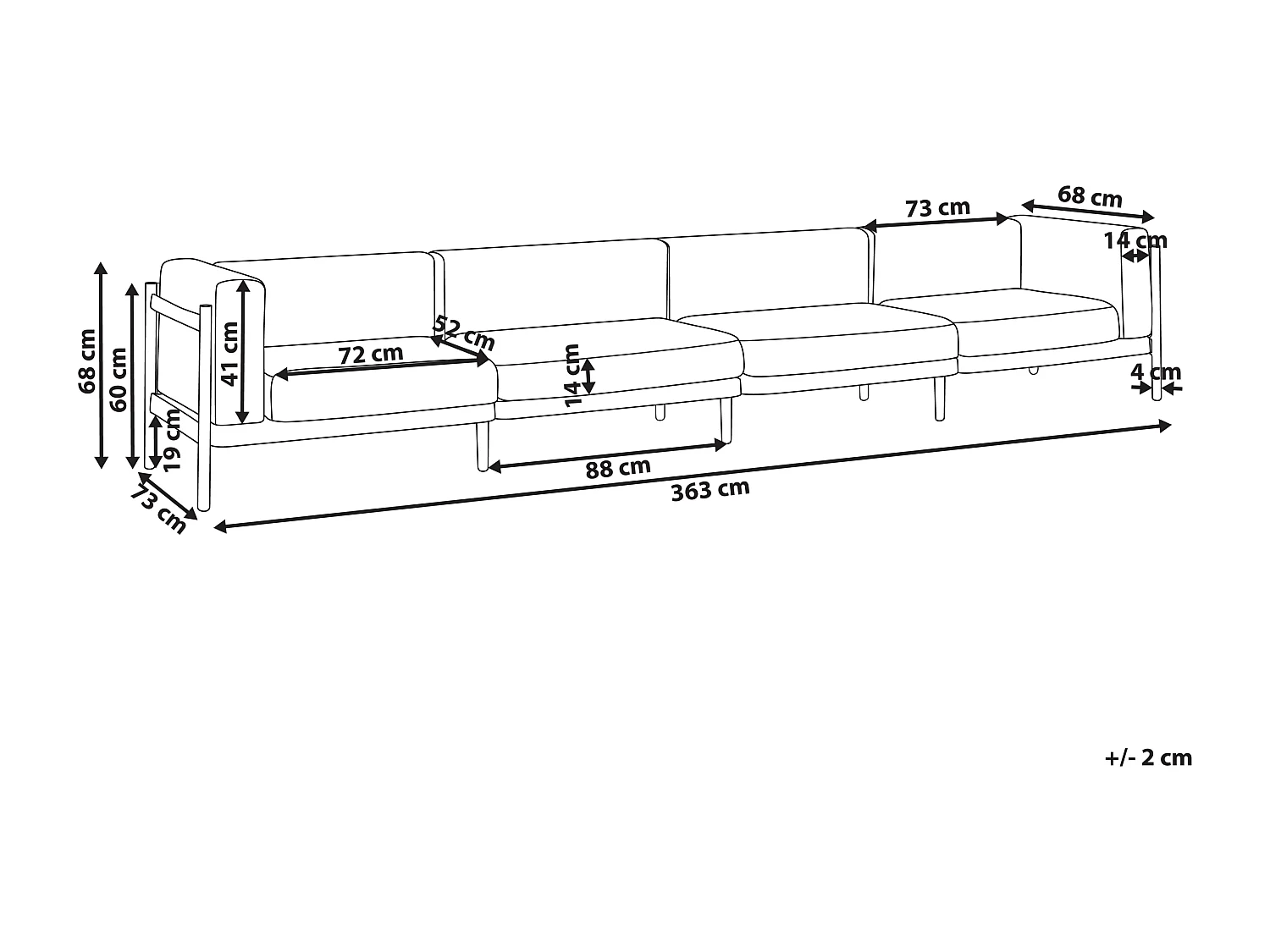 Canapé de jardin 4 places FERRETTI Beige clair