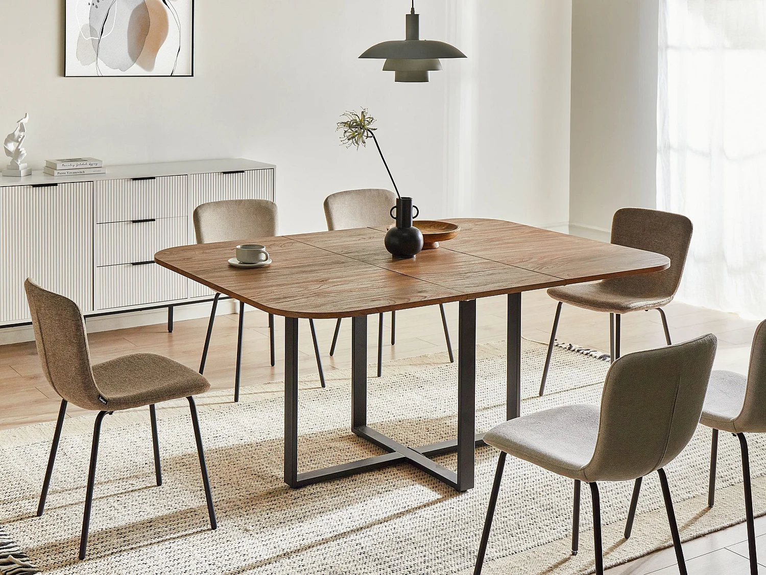 Table de salle à manger extensible COOPER Marron 120/160 cm 120 cm