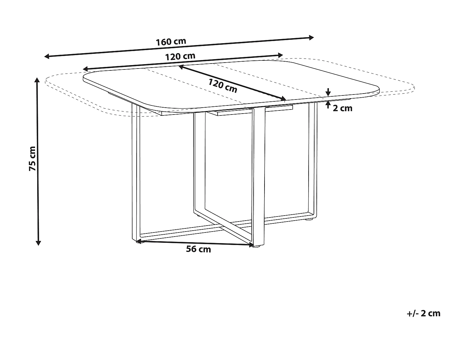 Table de salle à manger extensible COOPER Marron 120/160 cm 120 cm