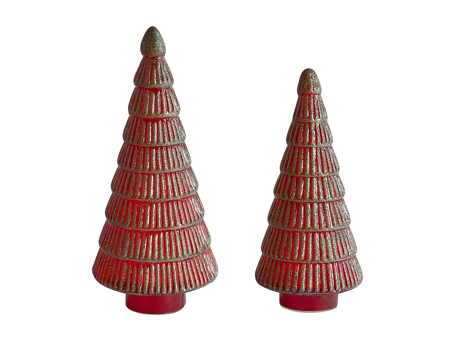 Lot de 2 figurines PURUVESI Arbre de Noël 31/36 cm Rouge/vert
