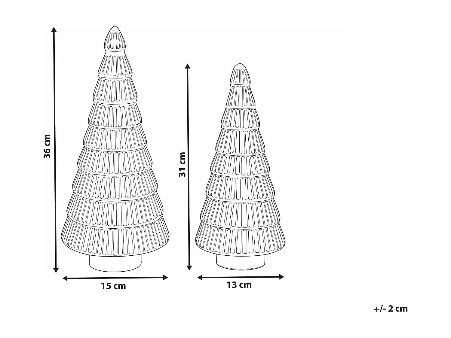 Lot de 2 figurines PURUVESI Arbre de Noël 31/36 cm Rouge/vert