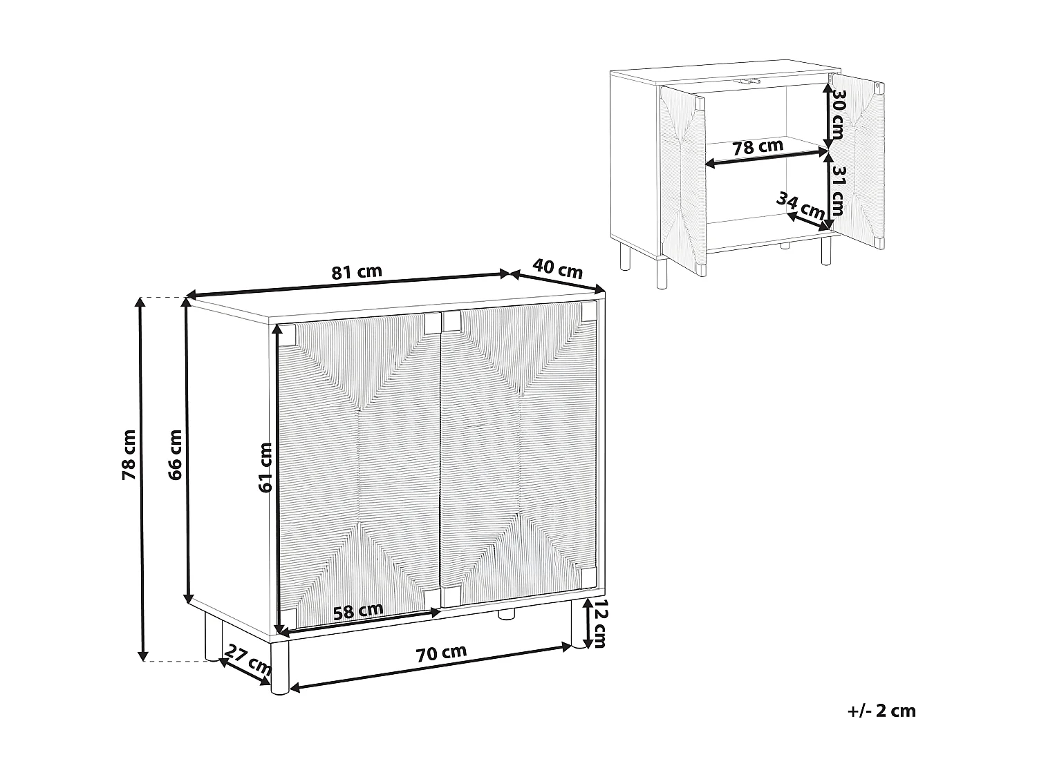 Commode 2 portes BONDI Marron clair