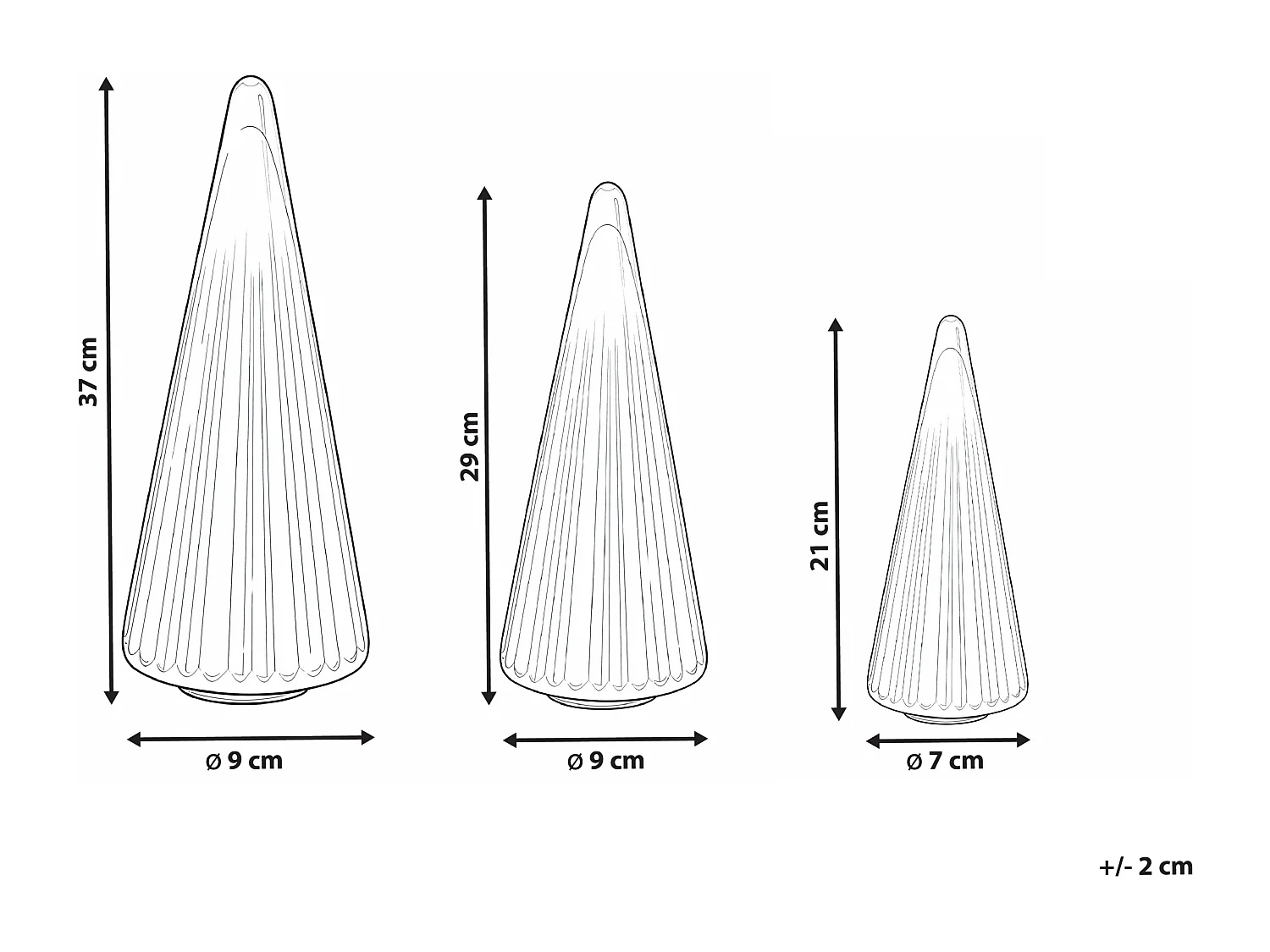 Lot de 3 figurines OYEREN Arbre de Noël 21/29/37 cm Doré
