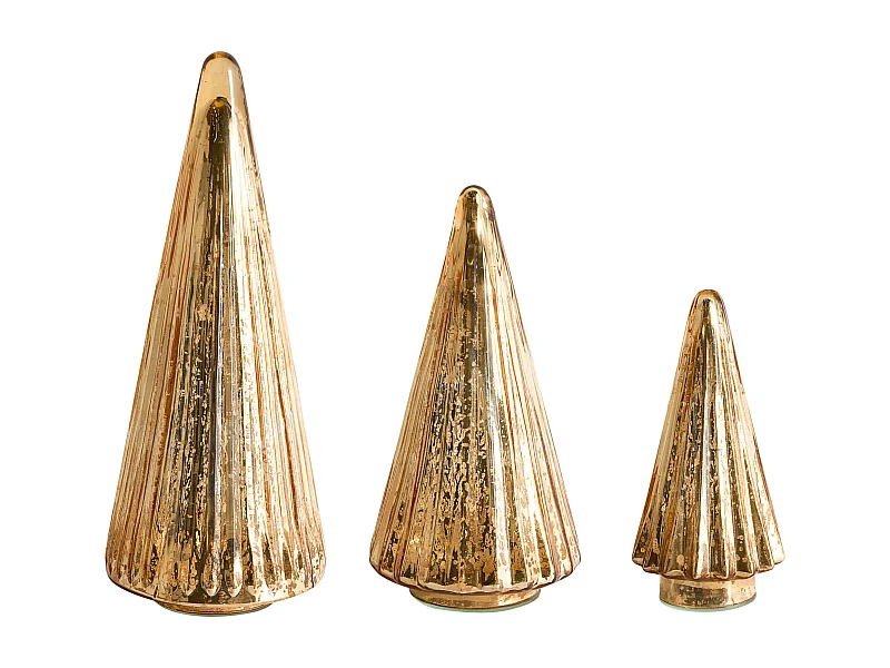 Lot de 3 figurines OYEREN Arbre de Noël 21/29/37 cm Doré