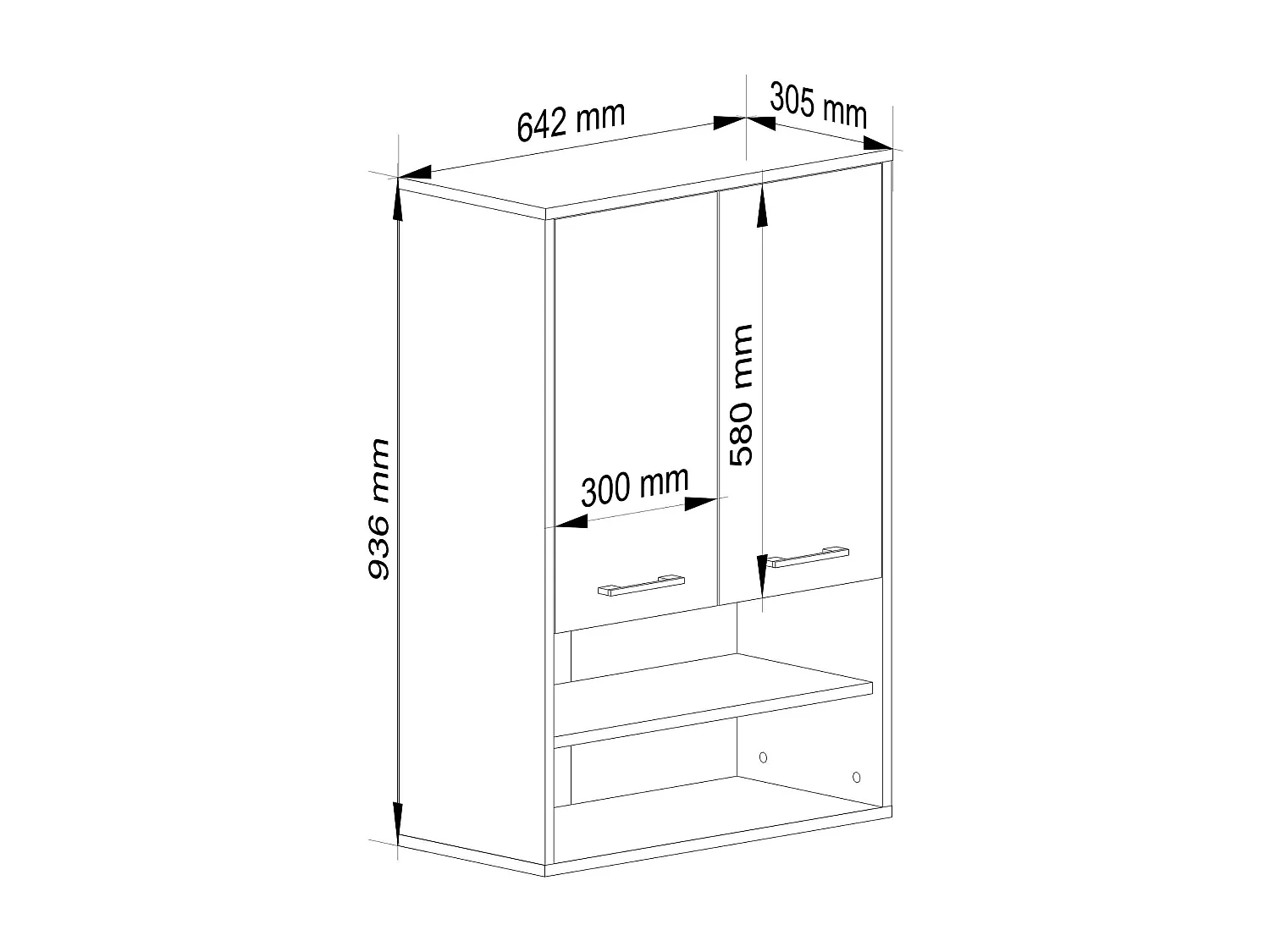 Armário Suspenso FIN H934 W64 2D 1P Carvalho Sonoma/Branco 64cm