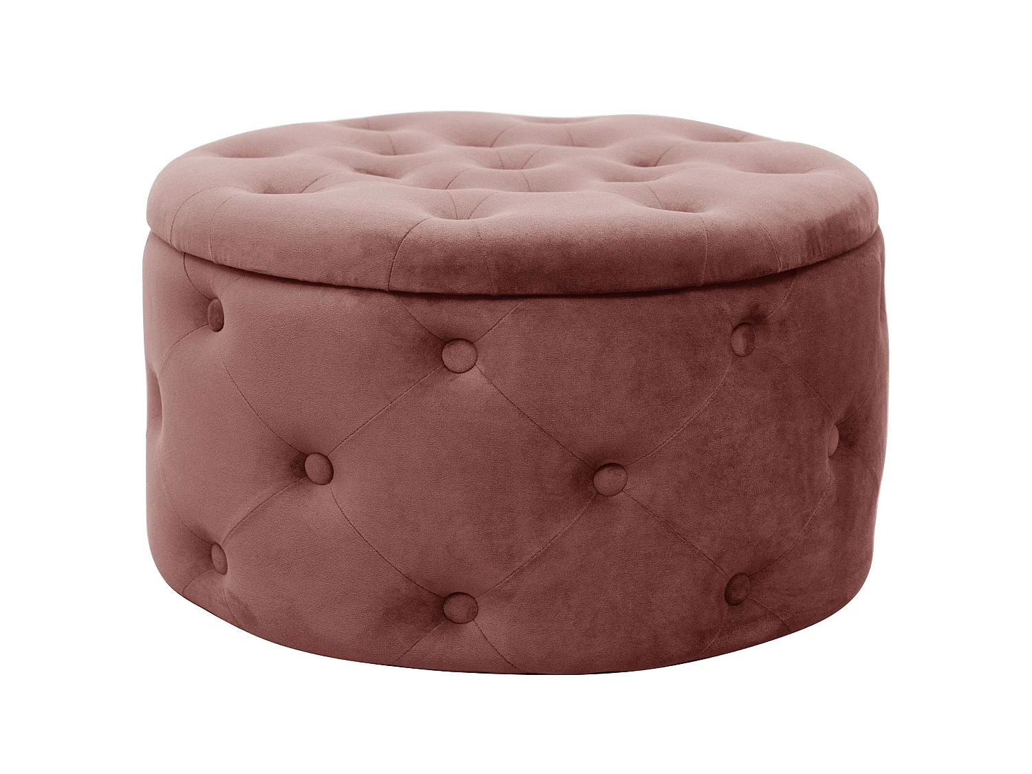 Puffeira Alia Veludo Rosa Pó - Design Redondo, Armazenamento Interno, Alta Qualidade e Conforto, Produto de Montagem Fácil, Carga Máxima 80kg