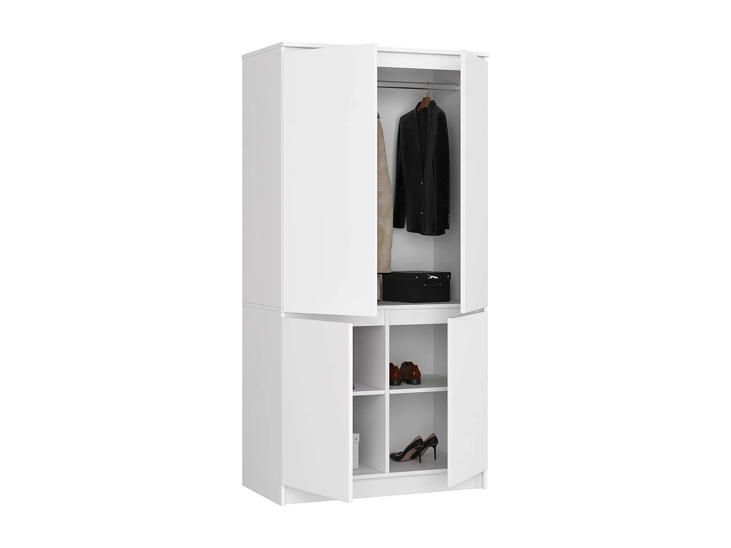 Guarda-roupa de 4 Portas Brancas S90 com Acabamento Matt - Mobiliário Modulado Branco