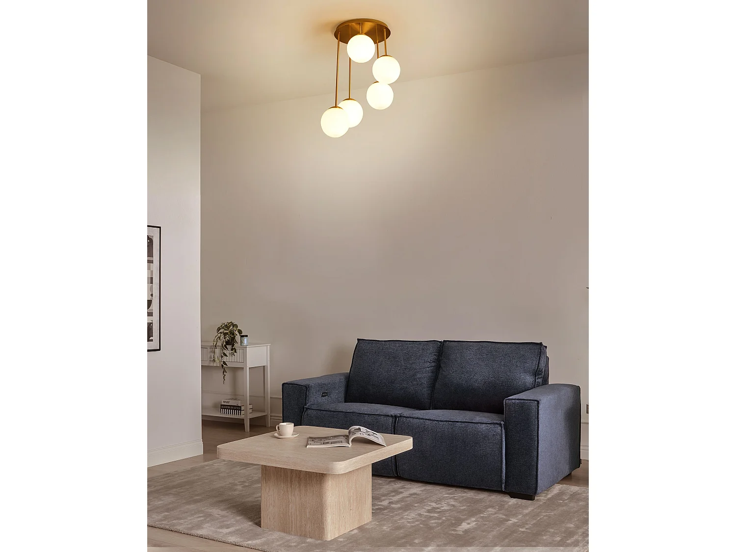 Lampes suspension à 5 lumières RIANA Métal Laiton